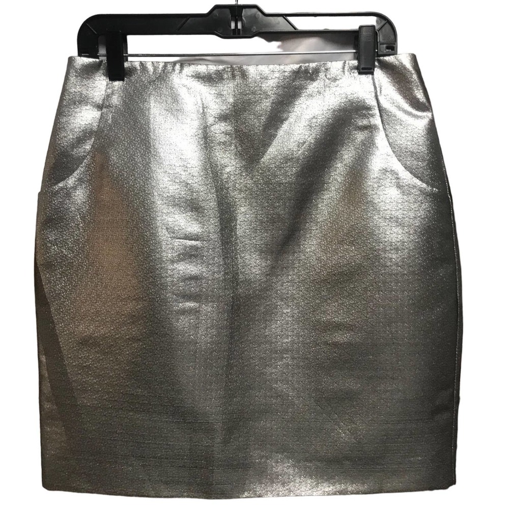 H&M Silver Metallic Skirt with Pockets Size 12